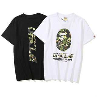 Bape เสื้อยืดแขนสั้น ผ้าฝ้าย พิมพ์ลาย แฟชั่นสําหรับผู้ชายและผู้หญิง