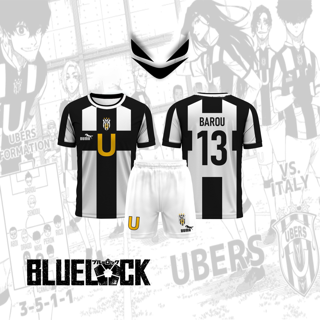 Replica อะนิเมะ Ubers Blue Lock พิมพ ์ Jersey คอสเพลย ์ ลายแขนสั ้ นผู ้ ชายกีฬา Jersey 2024 ใหม ่