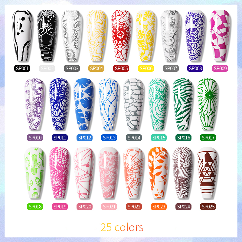 Born PRETTY ยาทาเล็บ แบบปั๊ม สีทอง สีเงิน สีดํา สีขาว 10 มล.