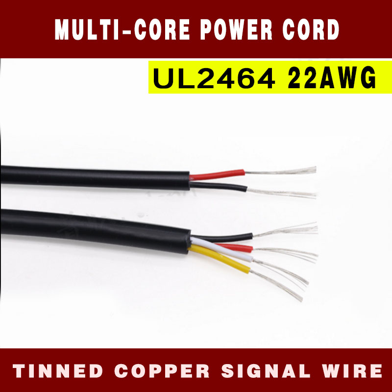 Ul2464 22AWG Multi-Core Sheath สายไฟสัญญาณควบคุมสายไฟอ่อน 2/3/4/5/6/7/8/10 Core ดีบุก-Plated Multi-C