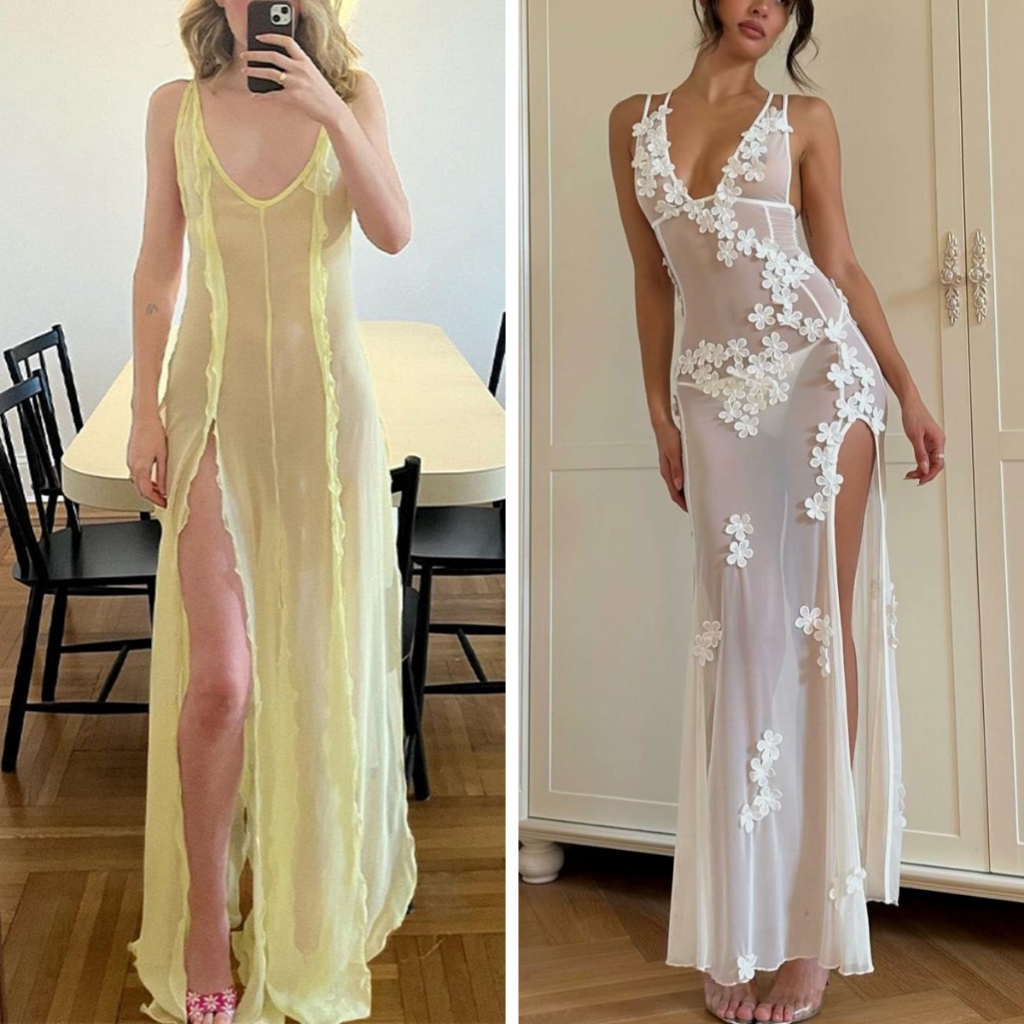 Giveme- ชุดเดรสยาวซีทรู แขนกุด คอวี เปิดหลัง สีพื้น แฟชั่นฤดูร้อน สําหรับสตรี