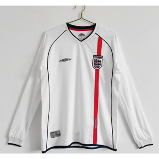 เสื้อกีฬาแขนยาว ลายทีมชาติฟุตบอล England 2002 ชุดเหย้า สไตล์เรโทร สําหรับผู้ใหญ่