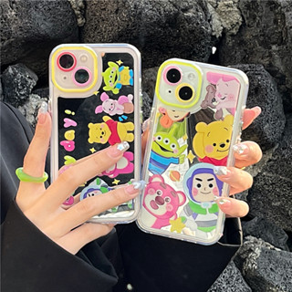 [เคสโทรศัพท์มือถือกระจก กันกระแทก เต็มจอ ลายการ์ตูนน่ารัก] สําหรับ iPhone14pro 13 12 pro max 11