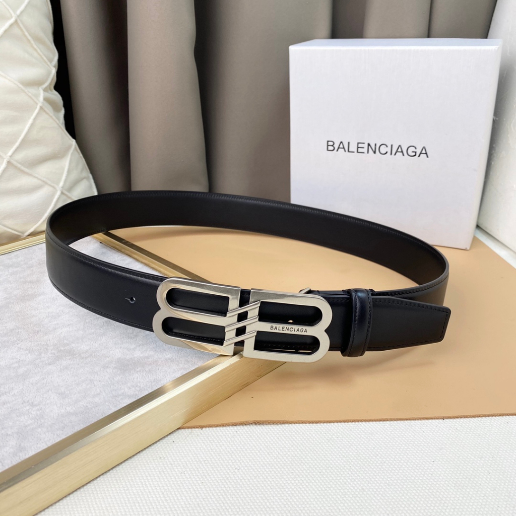 Balenciaga เข็มขัดหนังแท้ สําหรับผู้ชาย และผู้หญิง 3.8 ซม.
