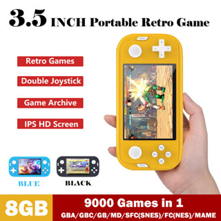 X350 เกมคอนโซลวิดีโอเกม 3.5 นิ้ว พร้อมหน้าจอ IPS HD ในตัว 6800+ สําหรับ GBA/GBC/MD/FC