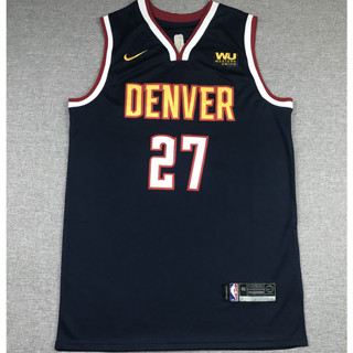 เสื้อกีฬาบาสเก็ตบอล ปักลาย Denver Nuggets 27 Jamal Murray สีน้ําเงินเข้ม สําหรับผู้ชาย