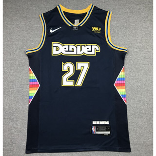 เสื้อกีฬาบาสเก็ตบอล ปักลาย Denver Nuggets 27 Jamal Murray ครบรอบ 75 ปี 2022 สีรุ้ง สําหรับผู้ชาย