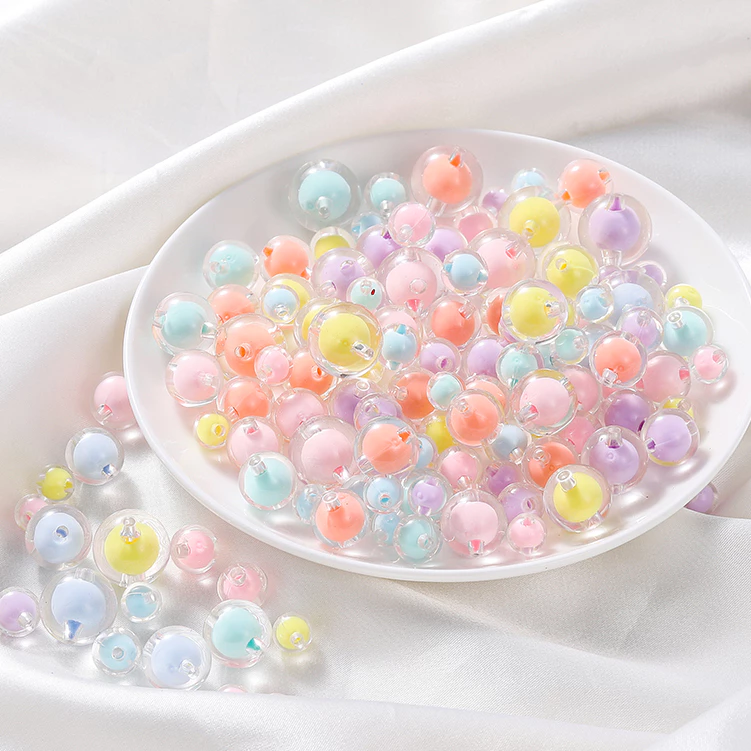 St. kunkka 50Pcs 8-10mm ลูกปัดอะคริลิคใส ทรงกลม หลากสี สําหรับทําเครื่องประดับ สร้อยคอ สร้อยข้อมือ DIY 50 ชิ้น