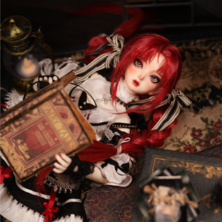 【วิกผม Bjd 】 1/4 แส้หางม้าคู่ จัดแต่งทรงผม ผมสีแดง เวลาว่างแม่มด Lucia ผ้าไหมนุ่ม อัญมณีตุ๊กตา