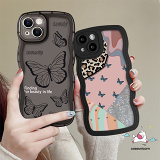 เคสโทรศัพท์มือถือแบบนิ่ม ลายผีเสื้อ สีดํา สําหรับ Oppo A16 A15 A17 A54 A95 A57 A17K A77s A16s A16K A74 A96 A77 A12 A3s A5 A9 A5s A12E A7 A55 A16E Reno 5 8z 7z 8 7 A76 F9 A53 A1K A52 ฝาครอบขอบ