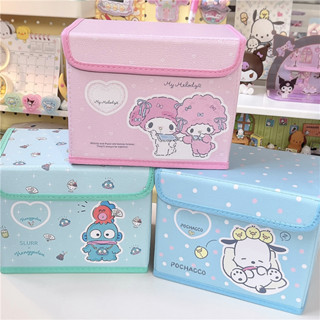 Sanrio กล่องเก็บเครื่องเขียน เครื่องสําอาง แบบผ้าไม่ทอ ลาย Hello Kitty Melody Kuromi Pochacco ขนาดกลาง