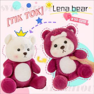 ★Tik Tok★ Teddytales Lina Bear หมอนตุ๊กตาหมี สตรอเบอร์รี่ ขนาด Lena Teddy Bear 40 ซม. ถอดออกได้ เหมาะกับของขวัญวันวาเลนไทน์ ของเล่นสําหรับแฟนสาว