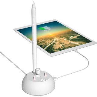 แท่นชาร์จ พร้อมพอร์ต USB 3 in 1 สําหรับ Apple Pencil 1st Generation พร้อมไฟ LED และปลายดินสอ และฝาปิด