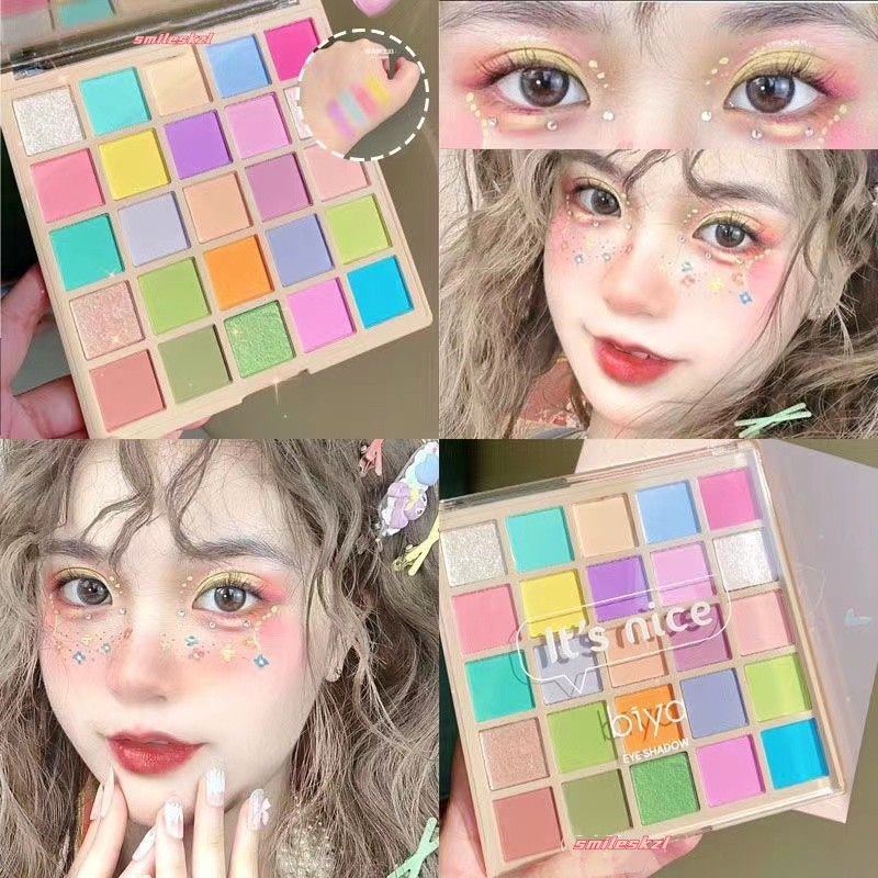 Biya Macaron พาเลทอายแชโดว์ 25 สี แต่งกลิตเตอร์ ประกายมุก สีส้ม สีน้ําตาลอ่อน