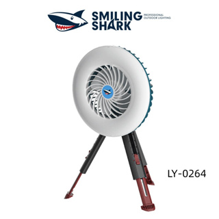 Smiling Shark LY0264 พัดลมระบายความร้อนไร้สาย พลังงานแสงอาทิตย์ ชาร์จ USB มีไฟ LED สําหรับตั้งแคมป์ กลางแจ้ง