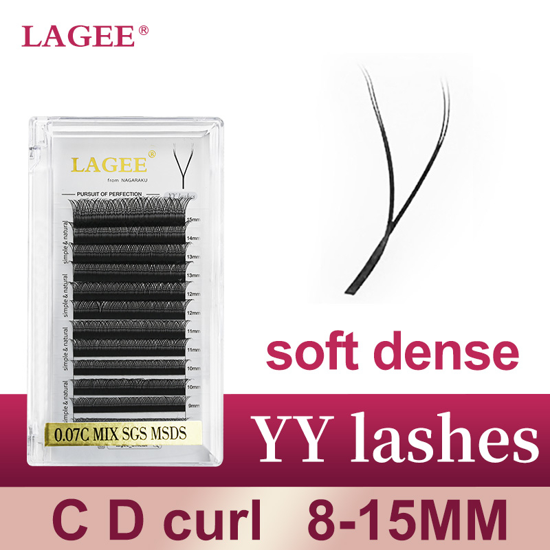 LAGEE YY รูปร่างตาข่าย Y Lashes มือทอขนตา Extension Premade 4D Bloom แต่งหน้าสุทธิ Cross ขนตาปลอมจาก Nagaraku