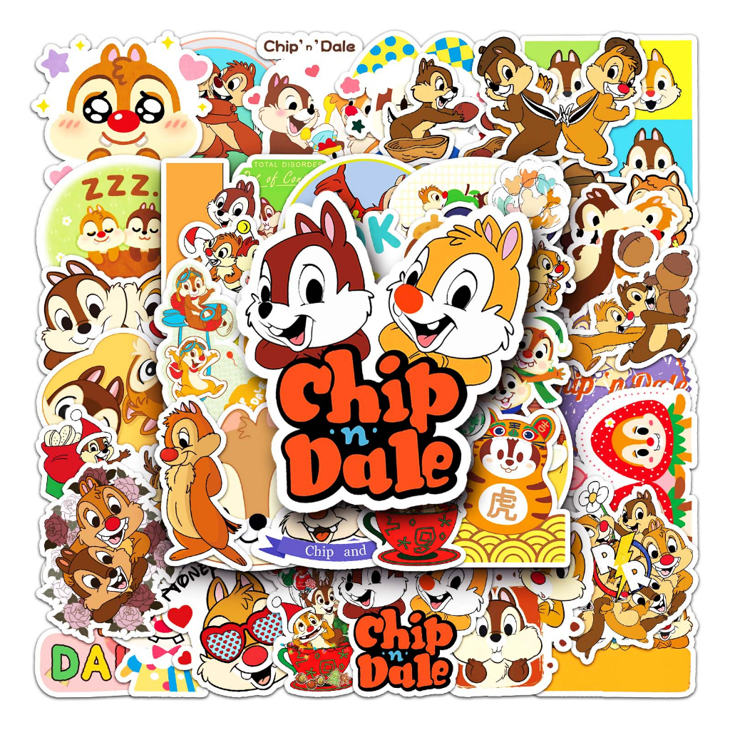 50 ชิ้นตลก Chip & Dale สติกเกอร์กันน้ํา DIY สําหรับโทรศัพท์แล็ปท็อปรถสติกเกอร์ Creative Home Decal