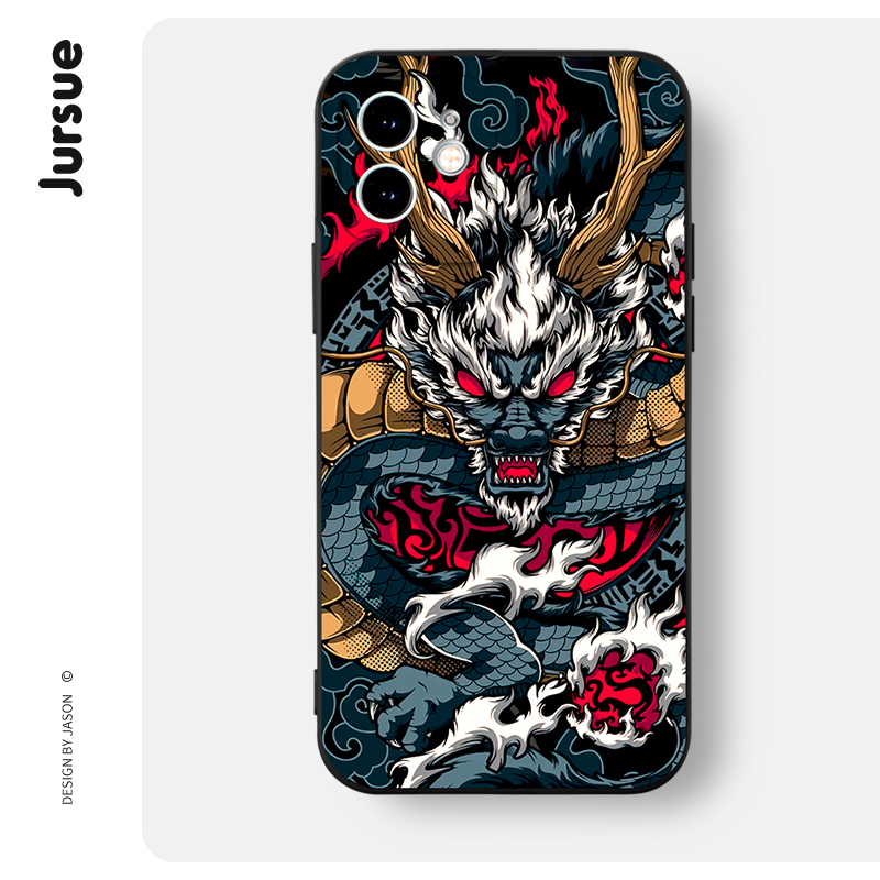 JURSUE เคสไอโฟน เคสซิลิโคนนุ่มกันกระแทกการ์ตูนตลก เคสโทรศัพท์ สีดำ Compatible for iPhone 16 15 14 13 12 11 Pro Max SE 2020 X XR XS 8 7 Plus พลัส XYH1611