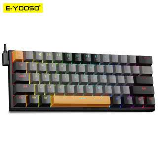 E-yooso Z11 RGB USB 60% คีย์บอร์ดเกมมิ่ง 61 คีย์ แบบมีสาย ถอดสายได้ พกพาง่าย สําหรับเดินทาง PC