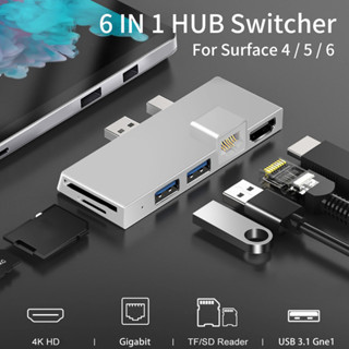 อะแดปเตอร์ฮับ USB 3.0 สําหรับ Microsoft Surface Pro 4 5 6 เป็น USB3.0 พอร์ต HDMI SD TF การ์ดรีดเดอร์ RJ45 Lan