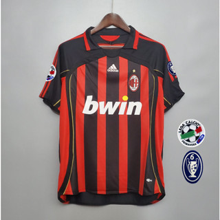 เสื้อกีฬาแขนสั้น ลายทีมชาติฟุตบอล AC Milan home 06 07 Fans ชุดเหย้า S-2XL