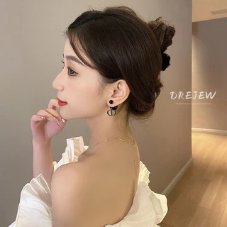 DREJEW ต่างหูเข็มเงิน มุก สองด้าน แฟชั่นเกาหลี ออกแบบเฉพาะบุคลิกภาพ ต่างหู ต่างหู