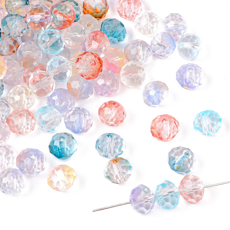 ลูกปัดแก้วคริสตัล ไล่โทนสี ทรงกลม 8 มม. 50 ชิ้น สําหรับทํางานฝีมือ DIY