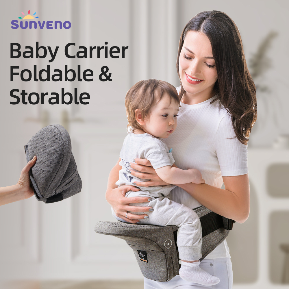 Sunveno กระเป๋าอุ้มเด็กทารก คาดเอว อเนกประสงค์ พับได้ พร้อมกระเป๋าจัดเก็บ ออกแบบตามสรีรศาสตร์ สําหรับบ้าน นอกบ้าน เดินทาง เด็ก 0-36 เดือน