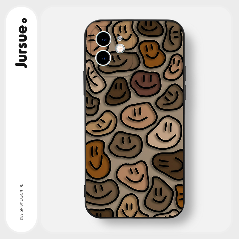 JURSUE เคสไอโฟน เคสซิลิโคนนุ่มกันกระแทกน่ารักตลก เคสโทรศัพท์ สีดำ Compatible for iPhone 16 15 14 13 12 11 Pro Max SE 2020 X XR XS 8 7 Plus พลัส Y3390