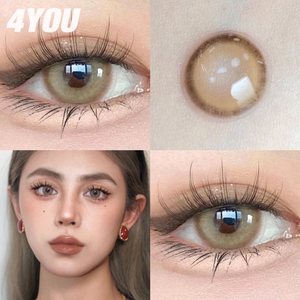 4you (COD&Free gift) คอนแทคเลนส์ สีน้ําตาล 2 ชิ้น 14.00 มม.