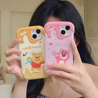 เคสโทรศัพท์มือถือ ลายการ์ตูนหมีสตรอเบอร์รี่น่ารัก สําหรับ iPhone 11 12 12pro 12promax 13 13pro 13promax 14 14pro 14promax