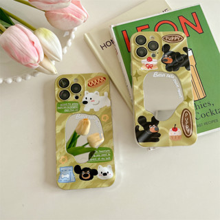 เคสโทรศัพท์มือถือกระจก ป้องกันเลนส์ ลายลูกสุนัข สําหรับ iPhone 14ProMax 13 iPhone11 12 ProMax