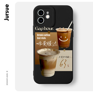 JURSUE เคสไอโฟน เคสซิลิโคนนุ่มกันกระแทกน่ารักตลก เคสโทรศัพท์ สีดำ Compatible for iPhone 15 14 13 12 11 Pro Max SE 2020 X XR XS 8 7 6 6S Plus พลัส XYH1630