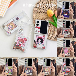 เคสโทรศัพท์มือถือกระจก พับได้ กันกระแทก ลายการ์ตูนเด็กผู้หญิงสวย ดวงจันทร์ สําหรับ OPPO Find N2 Flip 5G