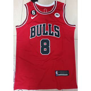 เสื้อกีฬาบาสเก็ตบอล ปักลาย Chicago Bulls 8 Zach LaVine สีแดง สําหรับผู้ชาย 2023