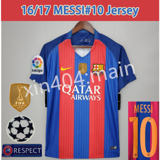 เสื้อกีฬาแขนสั้น ลายทีมชาติฟุตบอล Barcelona 16 17 ชุดเหย้า สไตล์เรโทร