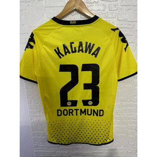 เสื้อกีฬาแขนสั้น ลายทีมชาติฟุตบอล Dortmund LEWANDOWSKI KAGAWA 11-12 ชุดเหย้า คุณภาพสูง สไตล์เรโทร