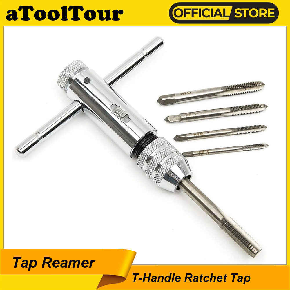 ปรับจับ Ratchet Tap Reamer Hand Manual Holder ประแจ M3 M4 M5 M6 M8 เมตริกเครื่องสกรูเกลียวปลั๊ก T-รูปเครื่องมือ