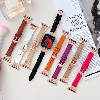 สายนาฬิกาข้อมือ สายหนัง ประดับเพชร สองสาย แบบเปลี่ยน สําหรับ Watch Strap Series 8 สายแอปเปิ้ลวอช Series7 Series6 5 4 3 2 1 Watch SE SE2 Ultra 38 40 มม. 41 มม. 42 44 มม. 45 มม. 49 มม. สายแอปเปิ้ลวอช 8