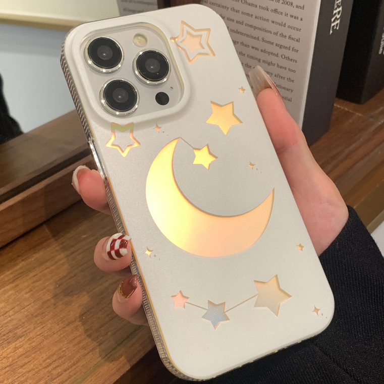 เคสไอโฟน 16/15/14/13/12/11 Pro max laser moon Compatible Case iPhone 11,12,13,14,15,16,11PM,12PM,13PM,14PM,15PM,16PM