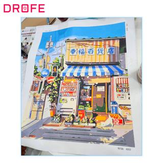 Drofe 【40*50 ซม. ไม่มีกรอบ】ภาพวาดสีน้ํามันบนผ้าใบ ระบายสีตามตัวเลข อะคริลิค ของขวัญตกแต่งบ้าน ภูมิทัศน์กระท่อมญี่ปุ่น