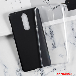 เคสโทรศัพท์ซิลิโคน TPU แบบนิ่ม สีดํา สําหรับ Nokia 8