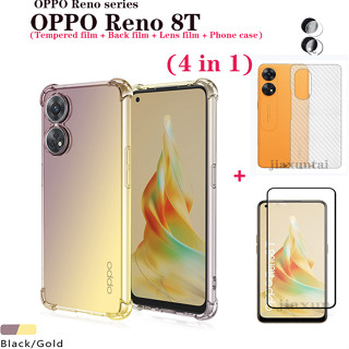 (4 In 1) กระจกนิรภัยกันรอยหน้าจอ กันตก สําหรับ OPPO Reno 8T Reno 6Z 7Z 8Z 5G OPPO Reno 8Z 5G Reno 7Z 6Z 6 7 5 Reno 7 8 Pro+