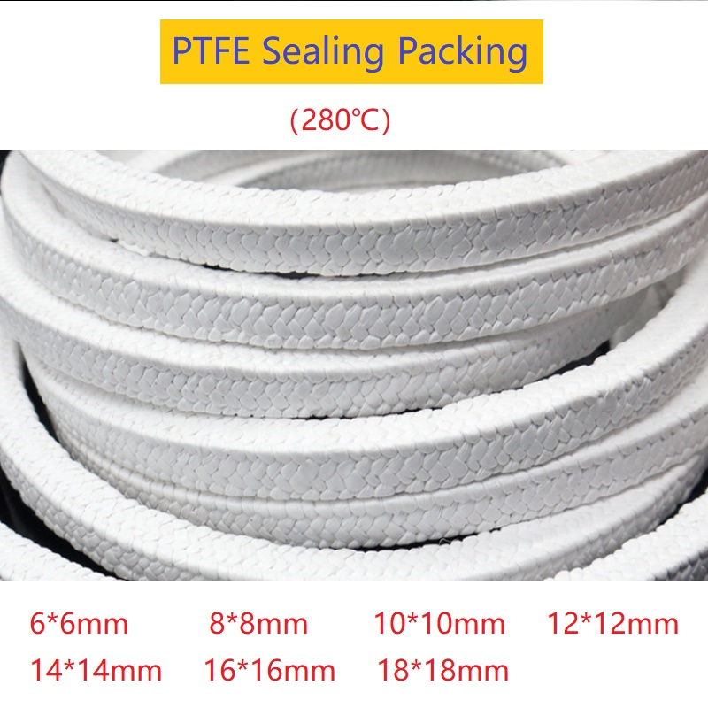 4mm~25mm PTFE Packing Braided Compression  Acrylic Fiber Packing ptfe Filled Gland Rope Gland Packing เชือกอะคริลิคไฟเบอร์ถัก 1 เมตร