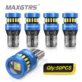 Maxgtrs T10 W5W 194 168 LED แคนบัสไม่มีไฟผิดพลาด 3030 ชิป สําหรับ BMW ไฟอ่านหนังสือภายในรถยนต์ 12V (50 ชิ้น)