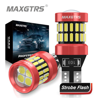 Maxgtrs 2 x หลอดไฟแคนบัส LED ไฟสัญญาณ ไฟเลี้ยว สีเหลือง สีแดง สีขาว T15 W16W 921 912 LED 4014+3030 6000K สำหรับรถยนต์