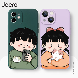 Jeero เคสคู่ เคสไอโฟน คู่รัก กันกระแทกซิลิโคนนุ่มการ์ตูนน่ารักตลก เคสโทรศัพท์ Compatible for iPhone 15 14 13 12 11 Pro Max SE 2020 X XR XS 8 7 6 6S Plus พลัส HFE2279