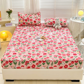 【ผ้าฝ้าย 100% 】ผ้าปูที่นอนผ้าฝ้ายหนานุ่ม กันรอยที่นอน รุ่นใยนุ่ม ผ้าทอนุ่ม ไรฝุ่นและเชื้อรา ผ้าดี ดูดซับน้ำดีเยี่ยม 3 ฟุต/3.5 ฟุต/5 ฟุต/6 ฟุต