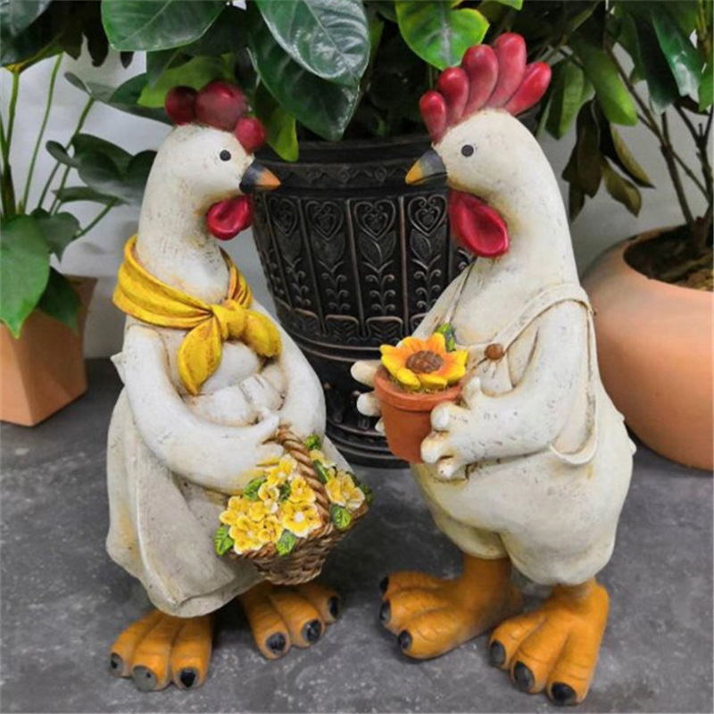 [Homyl1] Shamjina รูปปั้นไก่ เป็ด สําหรับตกแต่งสวน 1 ชุด
