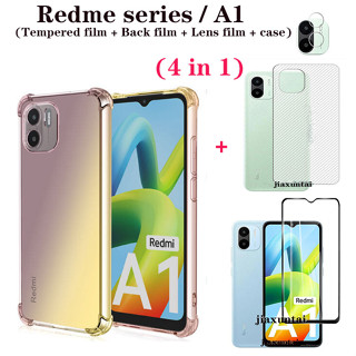 (4 In 1) เคสโทรศัพท์มือถือกระจกนิรภัย กันรอยหน้าจอ แบบเต็มจอ สําหรับ Redmi A1 10 10C 9T 9C 9A 9 Note 11 11Pro 11S A1